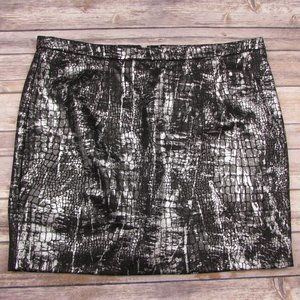 Michael Kors Metallic Silver Snake Print Mini Skir